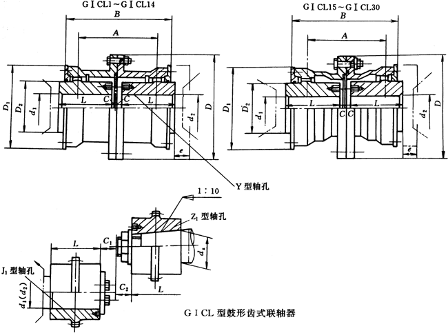 GCL͹Xʽ(lin)Sμbߴ磨JB/T8854.2-99